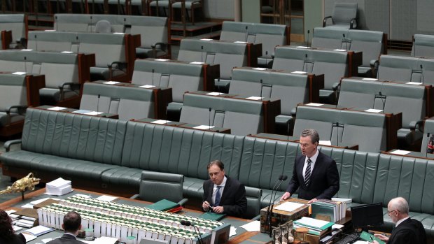 Education Minister Christopher Pyne in the House of Representatives on Wednesday.