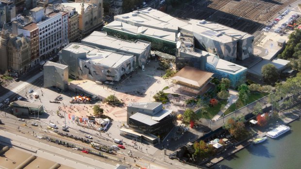 The new Apple store (with gold roof). 