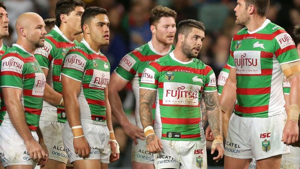 Rabbits stew: South Sydney were powerless to stop the Roosters in the first half.