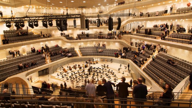 The “vineyard-style” seating in the Elbphilharmonie concert hall.