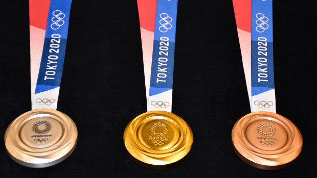 Designs of medals for 2020 Olympics.