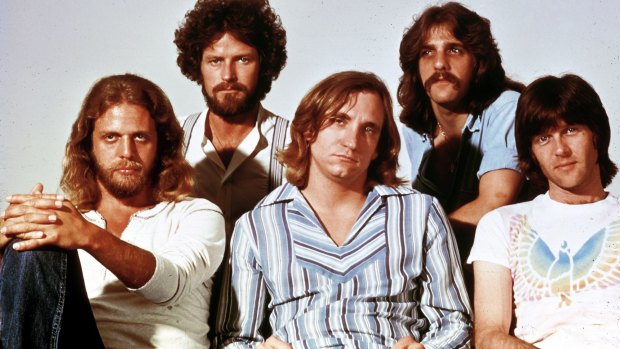 The original Eagles:  L-R: Don Felder, Don Henley, Joe Walsh, Glenn Frey, Randy Meisner.