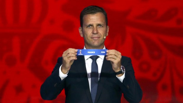 Former German player Oliver Bierhoff at the draw.