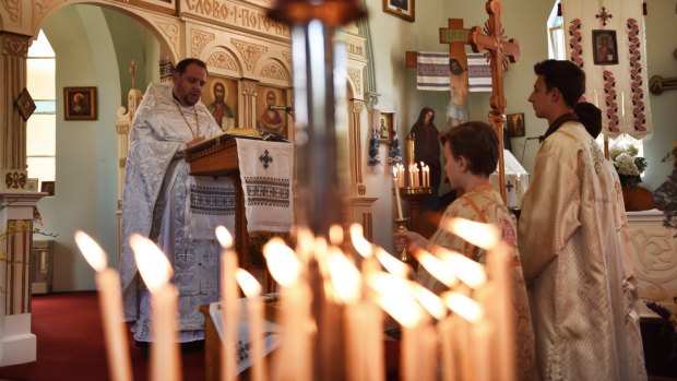 Father Michael Smolynec conducted the Ukrainian Orthodox Church Christmas service today and spoke about the desperate troubles in the Ukraine.