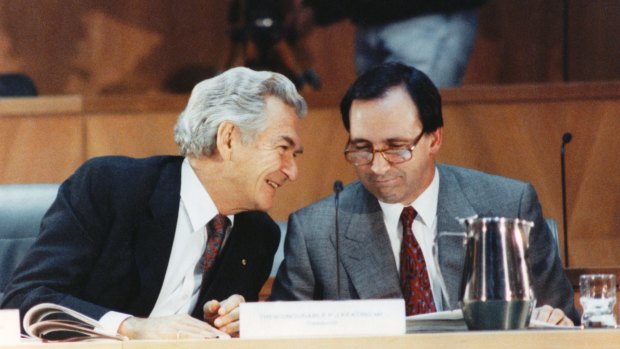 The old Labor firm: Bob Hawke and Paul Keating in 1990.