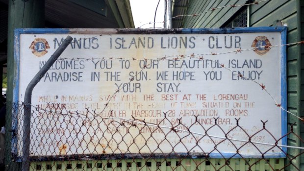 A welcome sign at Manus Island airport.