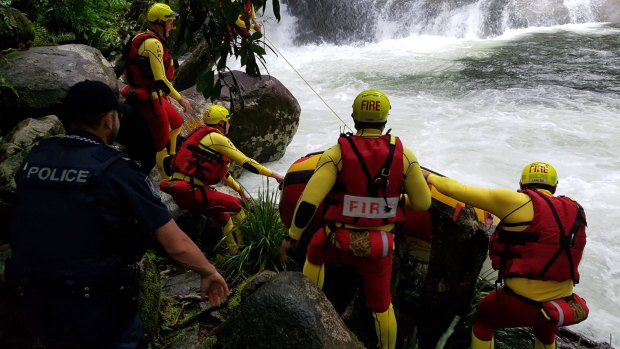 A swift water rescue team was required to assist a tourist in flooded waters at Josephine Falls.
