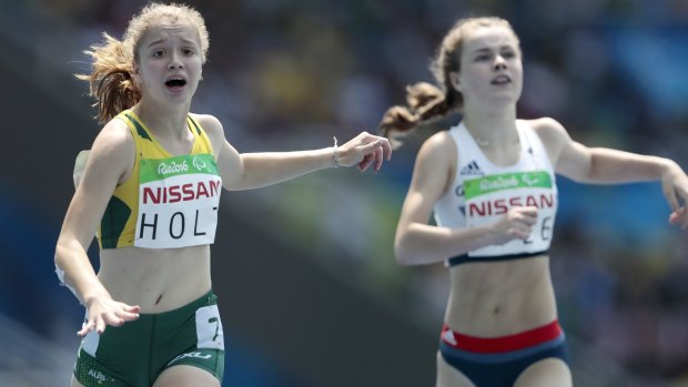 Australia's Isis Holt, 15, competes in the women's 200m final at the Rio Olympic Stadium on day 10 of the Paralympics.