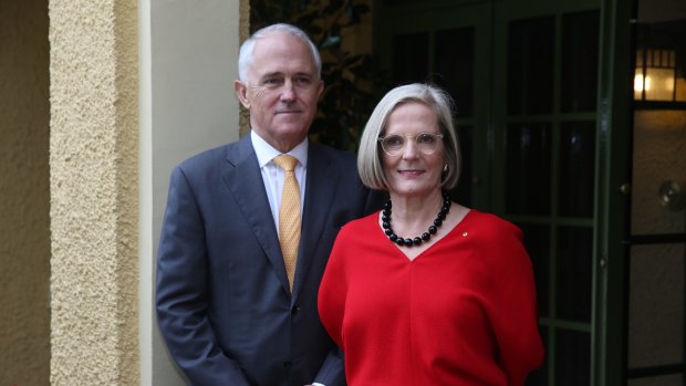 Prime Minister Malcolm Turnbull and his wife, Lucy, at The Lodge.