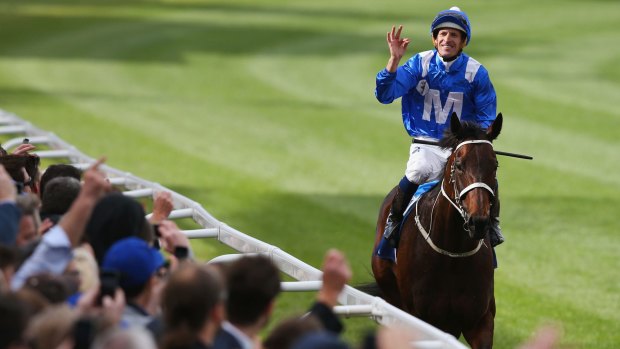 Good apple: Winx and Hugh Bowman left bookmakers reeling after her Cox Plate win.