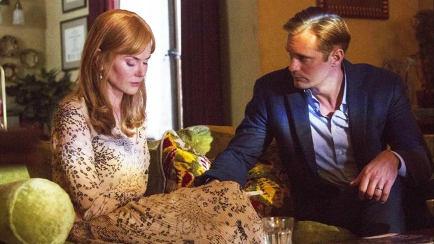 Nicole Kidman with her on-screen husband (Alexander Skarsgard) in Big Little Lies.