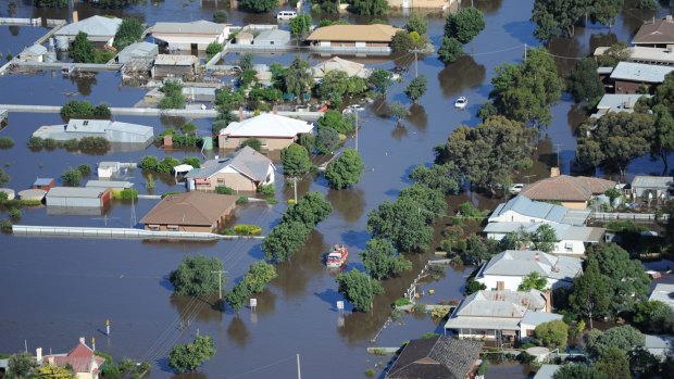 The flooded town of Charlton in 2011.  