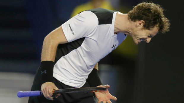 Under pressure: A frustrated Andy Murray during his semifinal match.