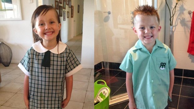 Seven-year-old twins Sienna, left, and Hudson were trapped in the wreckage.