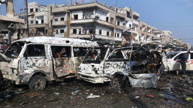 The aftermath of two blasts in the central Syrian city of Homs at the weekend. The conflict is not just highly complex and tragic; it has now also reached a very dangerous peak.