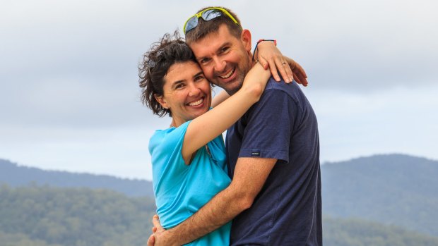 Ruth and Andrew Terracini on holidays in Far North Queensland, re-enacting their wedding photo. It was their last holiday together before Ruth died in August 2015.