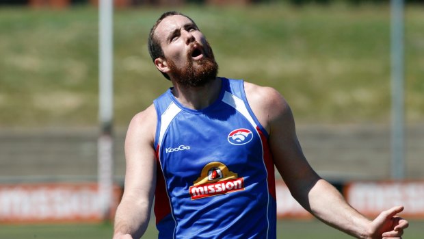 Ruckman Ben Hudson owner of the Peoples Beard with his Western Bulldogs teammates for the start of pre-season training at Whitten Oval. Picture by PAUL ROVERE / FAIRFAX MEDIA 23 November 2010