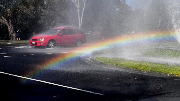 Motorists were treated to some spectacular rainbows.