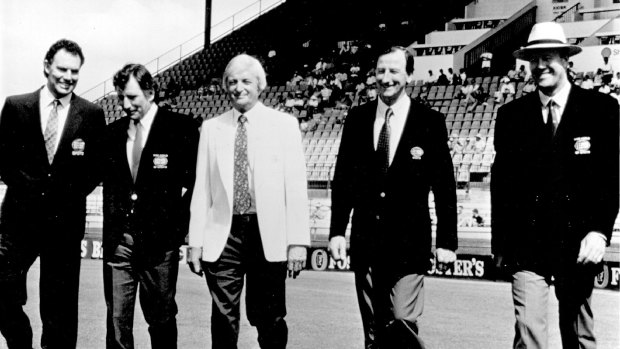 The good old days: Cahnnel Nine's commentary team in 1993 (from left) Greg Chappell, Ian Chappell, Richie Benaud, Bill Lawry and Tony Greig.