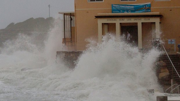 Damage done: The clubhouse was lashed by giant waves during the storms earlier this month.