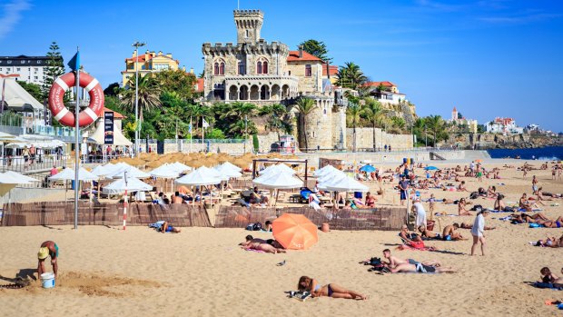 Praia do Tamariz beach in elegant coastal retreat Estoril.