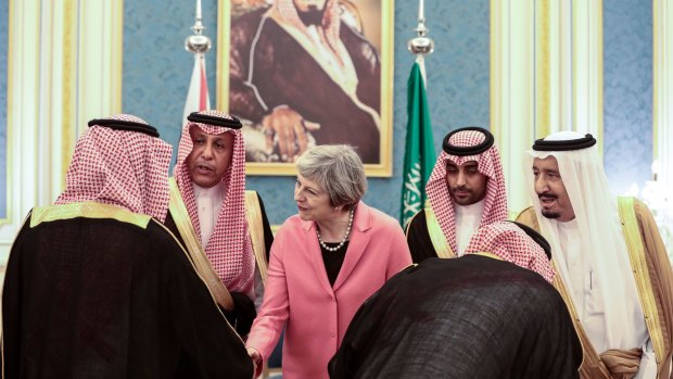 British Prime Minister Theresa May in Riyadh this year. She refrained from commenting on women's rights because it would have been offensive.