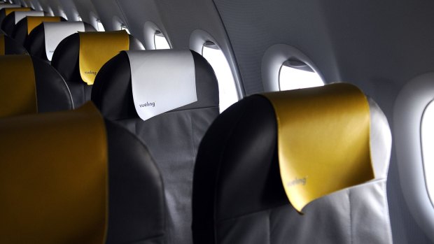 Passenger seats  on an Airbus A320.