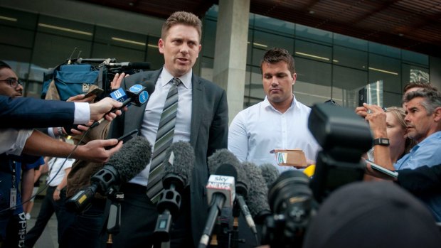 Gable Tostee's defence solicitor Nick Dore addresses media after his client was acquitted.