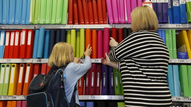 Retailers like Officeworks want children to express themselves through their school equipment. 