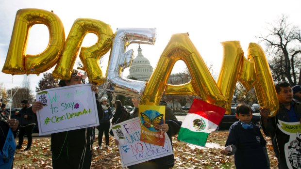 Demonstrators rally in support of the Deferred Action for Childhood Arrivals (DACA) law in Washington in December.