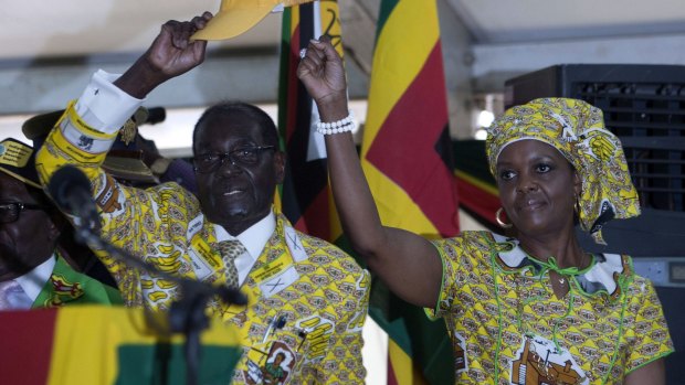 Robert and Grace Mugabe in December at the People's Congress of the ruling Zanu-PF party.