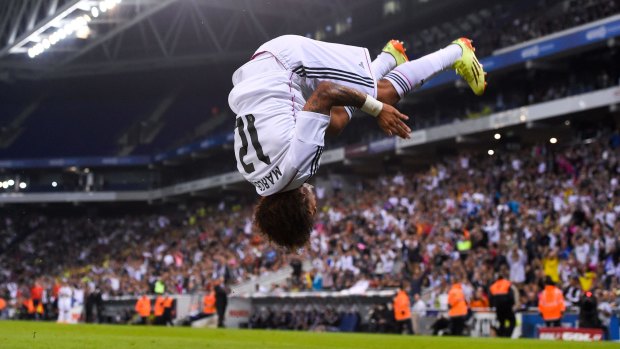 Marcelo celebrates his goal.