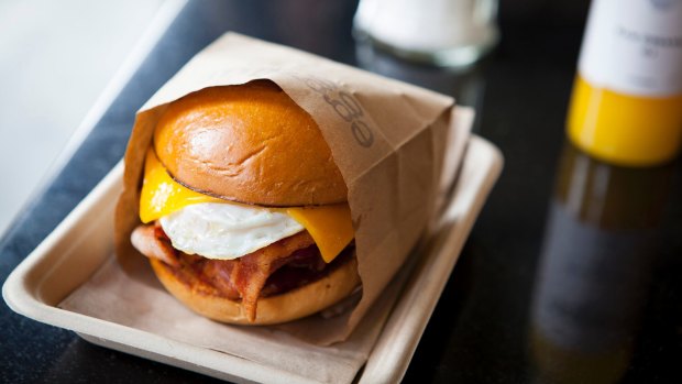 Bacon, egg and cheese sandwich at Eggslut.