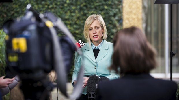 ACT Chief Minister Katy Gallagher faces questions from the media about Mr Fluffy.