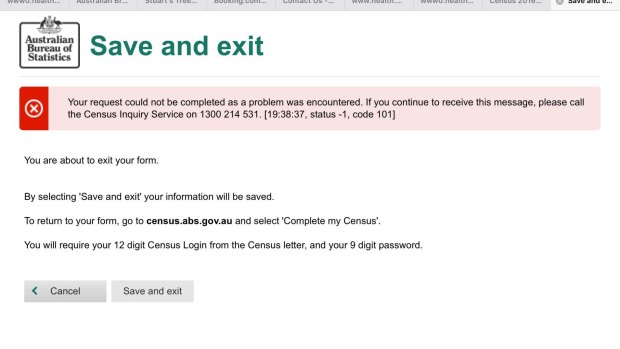An error message seen when trying to submit the census.