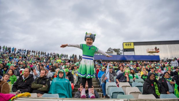 Another big crowd at Canberra Stadium could see the Raiders smash a 21-year club record for the biggest back-to-back crowds. Siena Tetu, 4, turned out to support the Raiders in their first final against the Sharks.