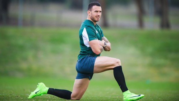 Darius Boyd before hamstring tightness forced him to leave Kangaroos training at the AIS on Tuesday. 