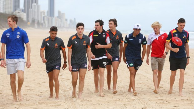 The top AFL draft picks on the Gold Coast on Friday.