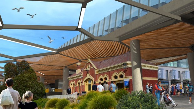 An image produced last year by RMIT students of what an elevated Coburg station could look like. 