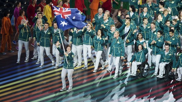 Australia enters the stadium at the opening ceremony for the 2014 Commonwealth Games in Glasgow.