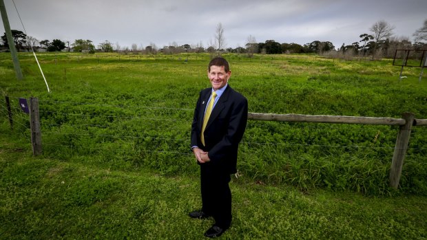 Kingston mayor Geoff Gledhill at the proposed location for a new cemetery at the corner of Old Dandenong and Boundary Rd in Heatherton. 