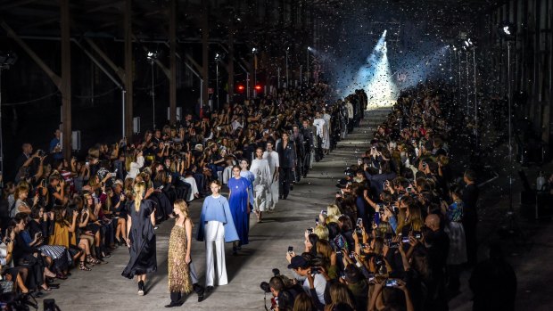The show must go on: models make their final turn during Kym Ellery's Carriageworks show.