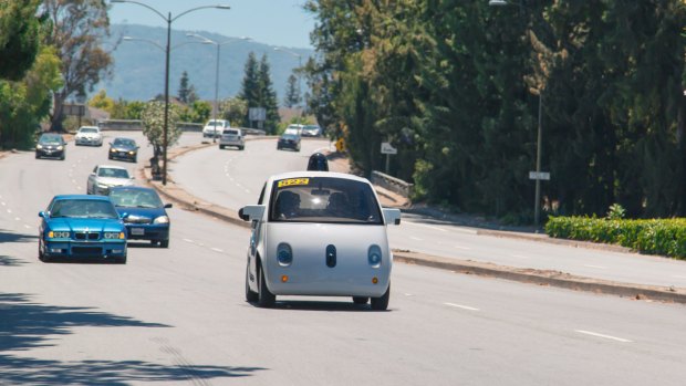 A Google self-driving car in California. Google cars regularly take the most cautious approach, but that can put them out of step with the other vehicles on the road.