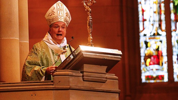 Anthony Fisher delivers his homily at St Mary's Cathedral.