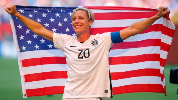  Abby Wambach celebrates the 5-2 victory against Japan.