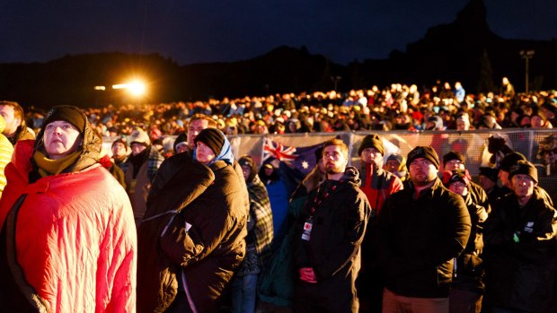Australians and New Zealanders attend the Dawn Service as part of the ANZAC Commemorative Service on April 25, 2015, in Eceabat, Turkey. 