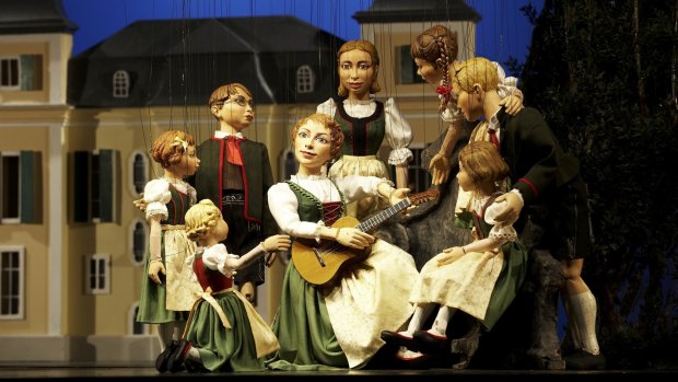 Von Trapp family puppets at the Salzburg Marionette Theatre.