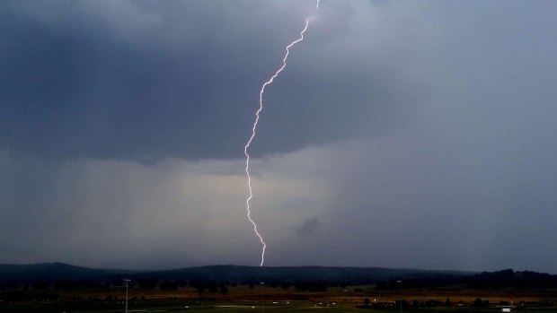 Lightning strikes during a February storm in Canberra. 
