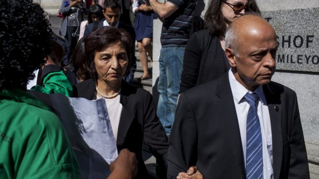 Shrien Dewani's mother Snila and father Prakash leave the Western Cape High Court. 