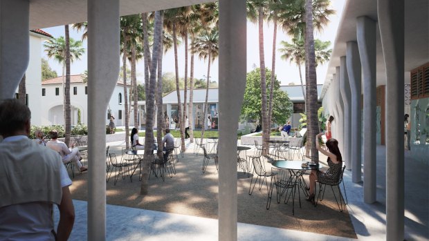 Artists impression of the landscaped internal courtyard as part of the Bondi Pavilion upgrade. 
